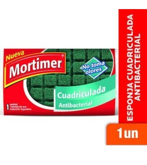 ESPONJA MORTIMER CUADRICULADA ANTIBACTERIAL x1