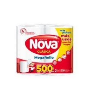 NOVA MEGA ROLLO COCINA x2 500 PAÑOS
