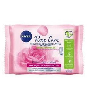 NIVEA TOALLITAS DESMAQUILLANTES ROSE CARE x25
