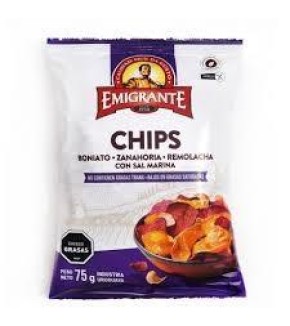 EMIGRANTE CHIPS BONIATO ZANAHORIA Y REMOLACHA 75G